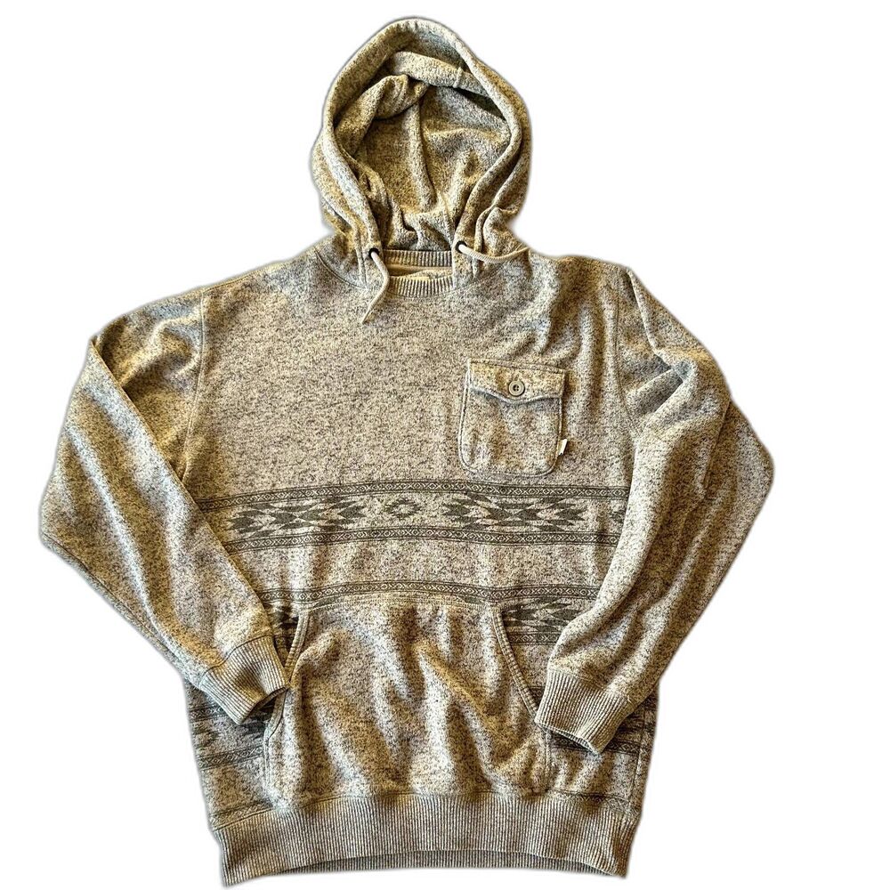 Vans Hoodie Men's Aztec Print Gray Pullover Sweatshirt | Size L